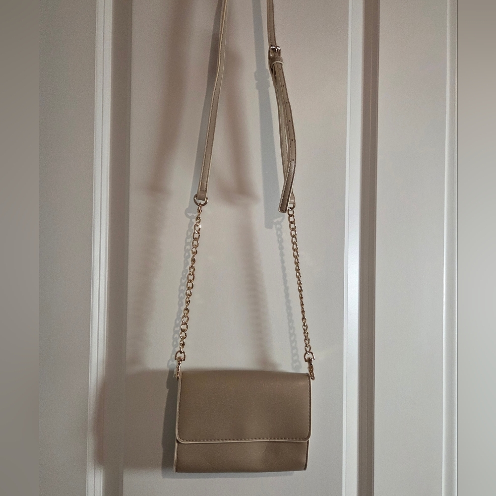 CATO Neutral Taupe Crossbody Bag with Gold Chain Strap